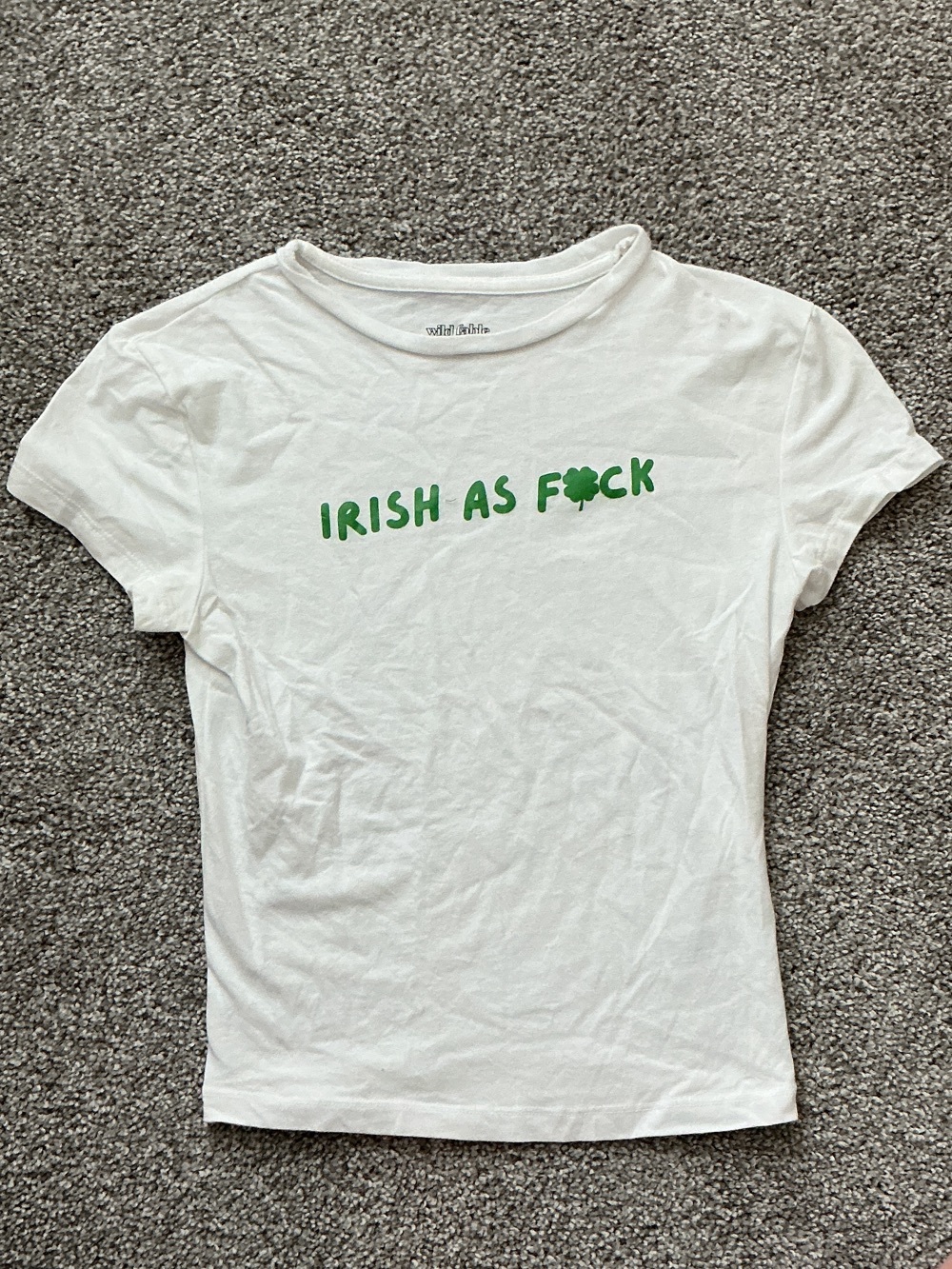White Tee with Green "Irish As F*ck" Graphic